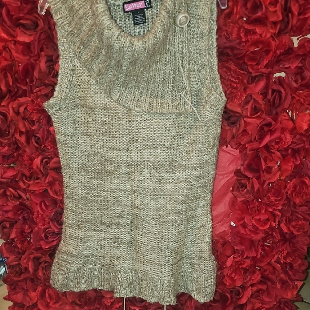Say What? Women's Tan Cowl Neck Sweater Size Large